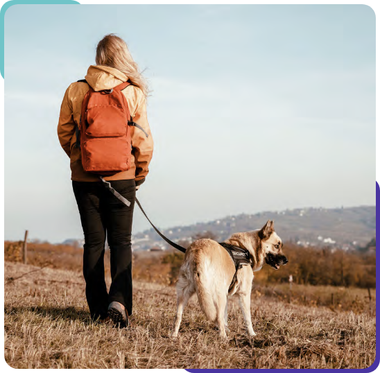 woman walking her dog